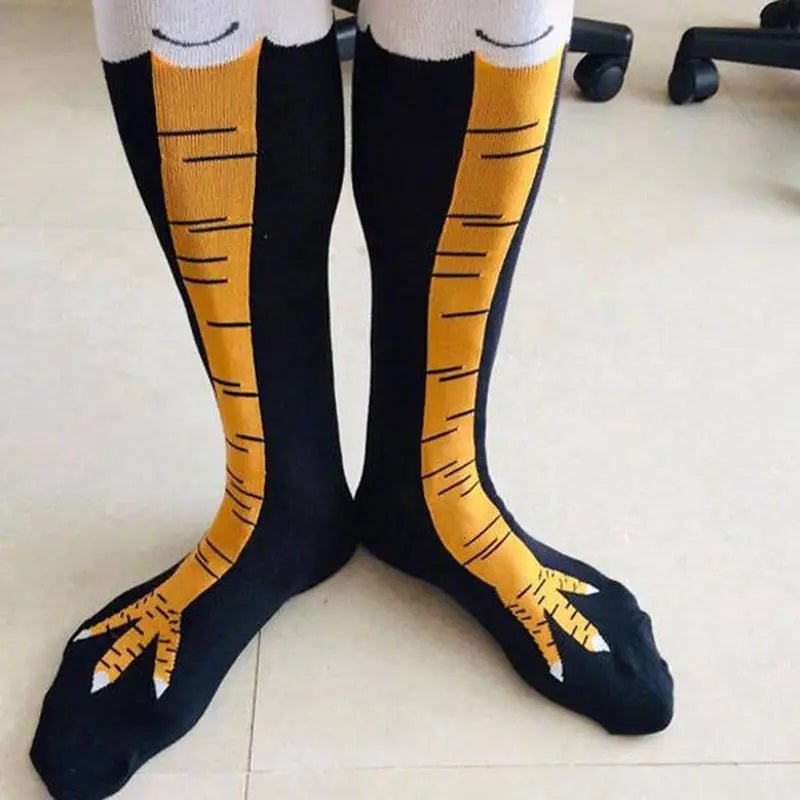 Funny Chicken Leg Socks (Knee High), ChickWhiYellknee