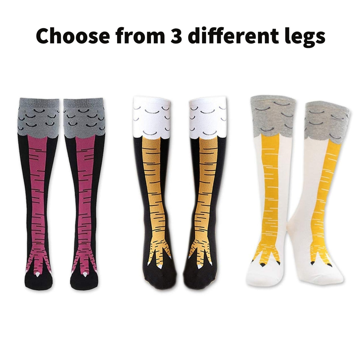 Funny Chicken Leg Socks (Knee High), ChickBlyellowKnee