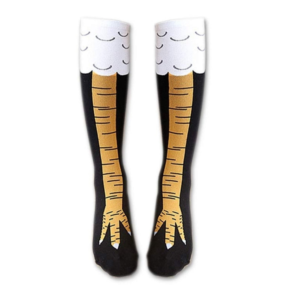 Funny Chicken Leg Socks (Knee High), ChickBlyellowKnee