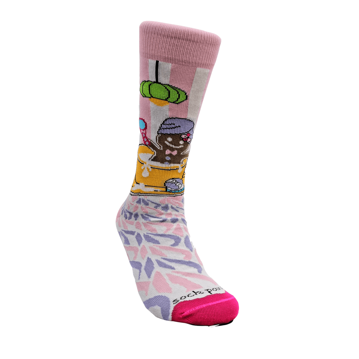 Gingerbread Man Taking a Milk Bath from the Sock Panda (Adult Medium - Women's Shoe Sizes 5-10), Spa Gingerbread