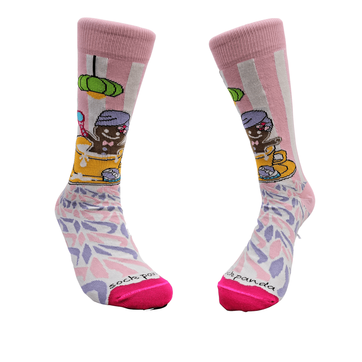 Gingerbread Man Taking a Milk Bath from the Sock Panda (Adult Medium - Women's Shoe Sizes 5-10), Spa Gingerbread