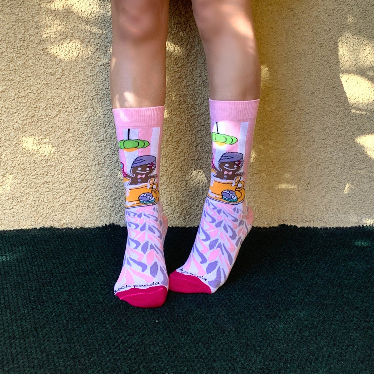 Gingerbread Man Taking a Milk Bath from the Sock Panda (Adult Medium - Women's Shoe Sizes 5-10), Spa Gingerbread