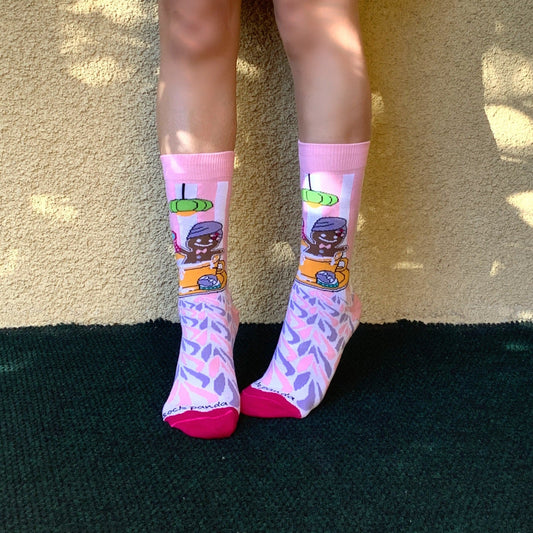 Gingerbread Man Taking a Milk Bath from the Sock Panda (Adult Medium - Women's Shoe Sizes 5 - 10)