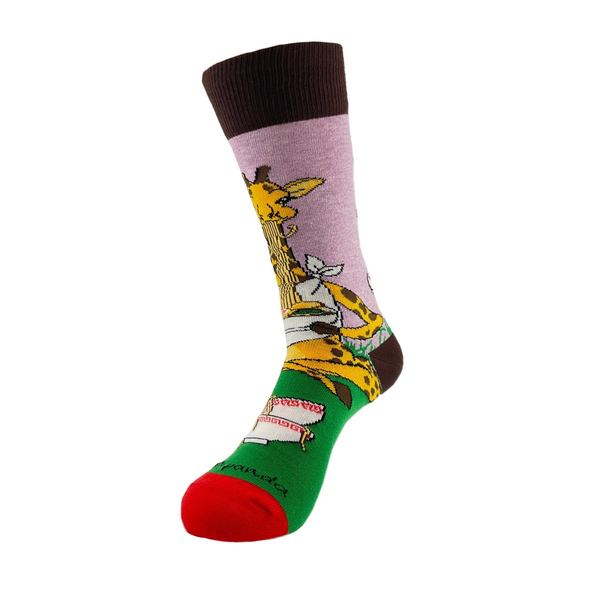 Giraffe Yogi Eating Ramen Socks from the Sock Panda (Adult Medium - Women's Shoe Sizes 5-10), GirRamenMd