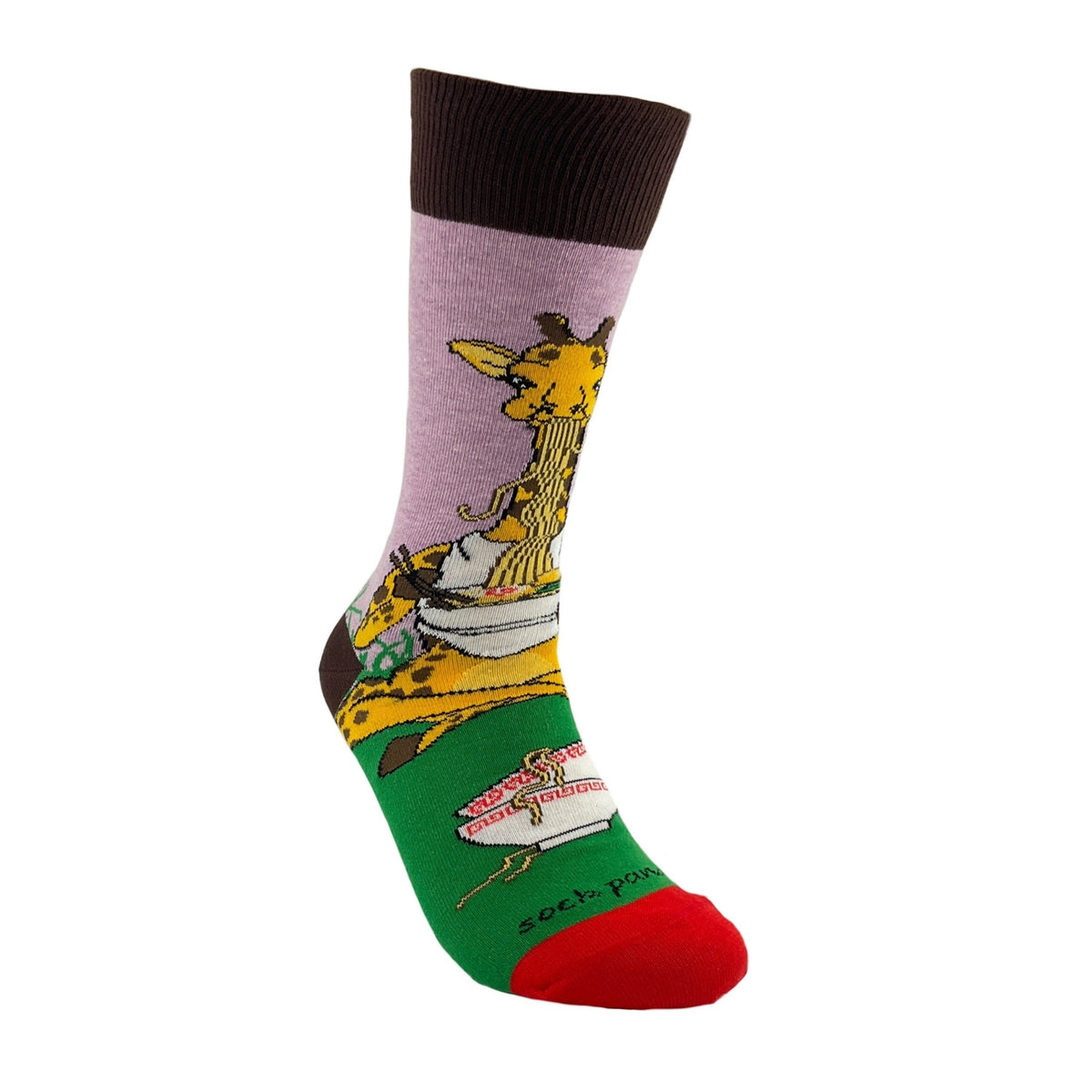 Giraffe Yogi Eating Ramen Socks from the Sock Panda (Adult Medium - Women's Shoe Sizes 5-10), GirRamenMd