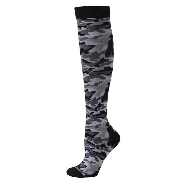 Gray Camouflage Knee High (Compression Socks), GrayCamoCompMd
