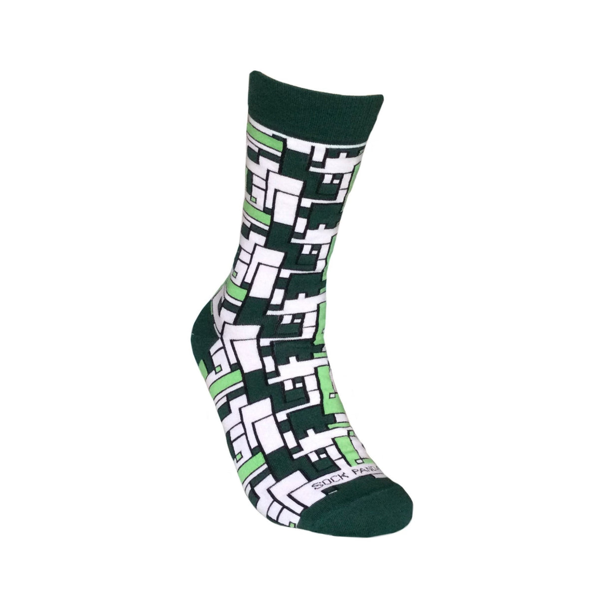 Green Tetris Patterned Office Socks from the Sock Panda, Green Tetris