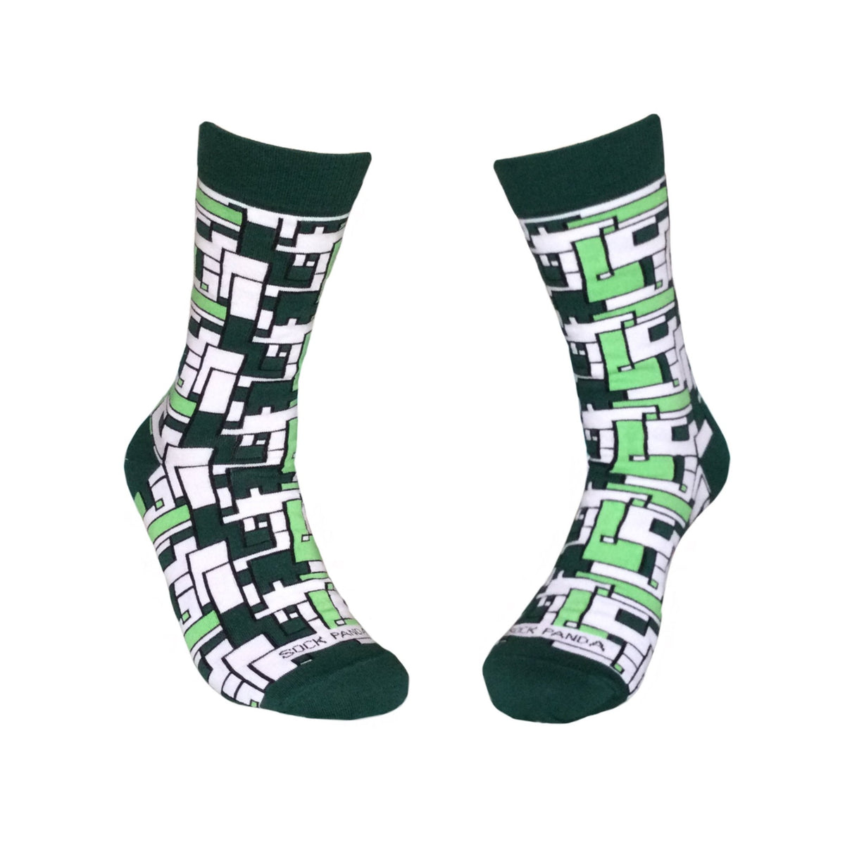 Green Tetris Patterned Office Socks from the Sock Panda, Green Tetris