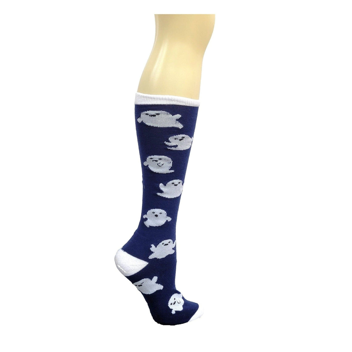 Halloween Knee High Socks for Women, Blue Ghosts Knee