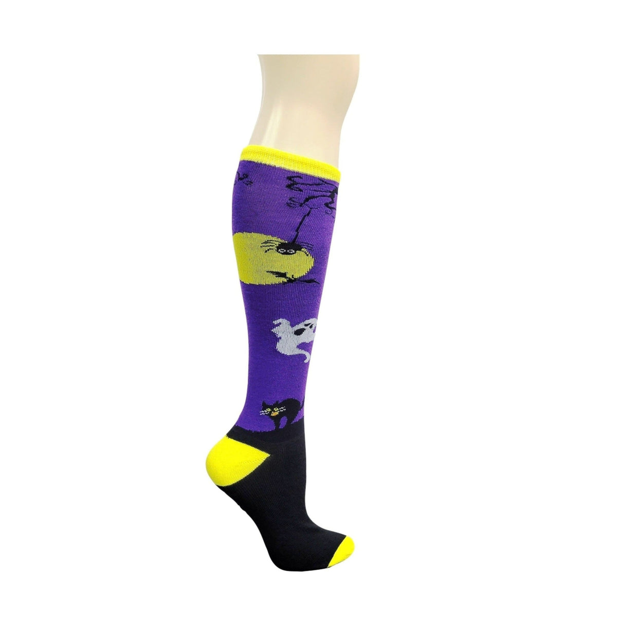 Halloween Knee High Socks for Women, Purple Moon Knee