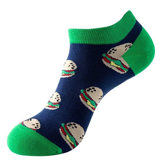 Hamburger Patterned Socks (Adult Medium - Women's Shoe Sizes 5-10), HamburgAnkMd