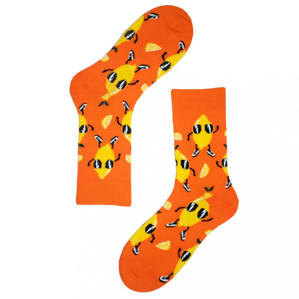 Happy Lemon Wearing Sunglasses Pattern Socks from the Sock Panda (Adult Medium), Sunglass Lemons