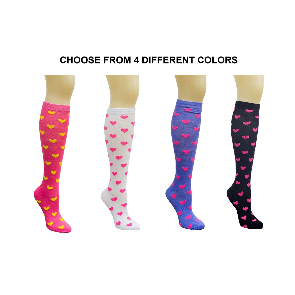 Heart Patterned Knee High Socks from the Sock Panda (Knee High), Heart Knee Pink