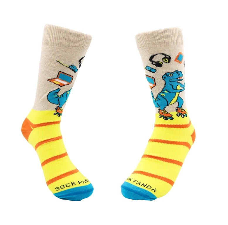 Juggling Dinosaur Socks (Back to School) from the Sock Panda (Adult Small - Shoe Sizes 2 - 5)