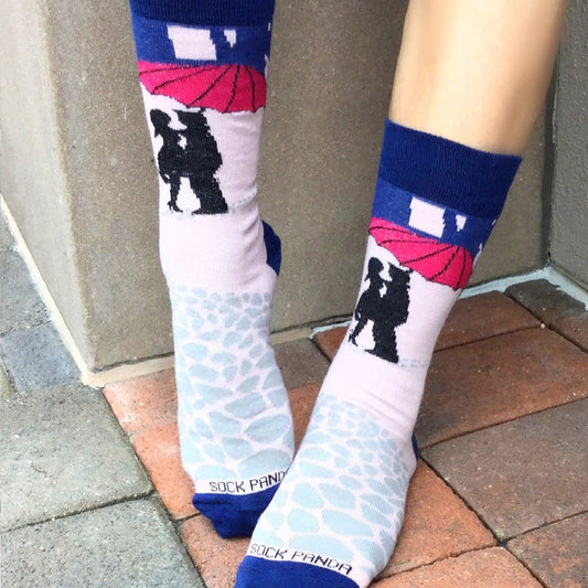 Kissing in the Rain Socks from the Sock Panda (Adult Medium - Women's Shoe Sizes 5 - 10)