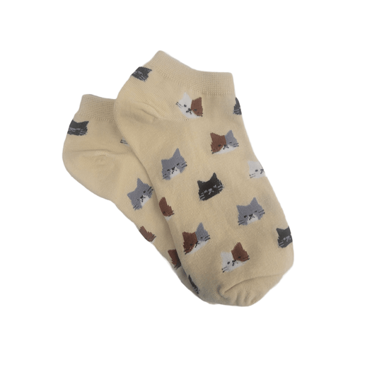 Kitty Cat Face Patterned Short Ankle Socks (Adult Medium - Women's Shoe Sizes 5 - 10)