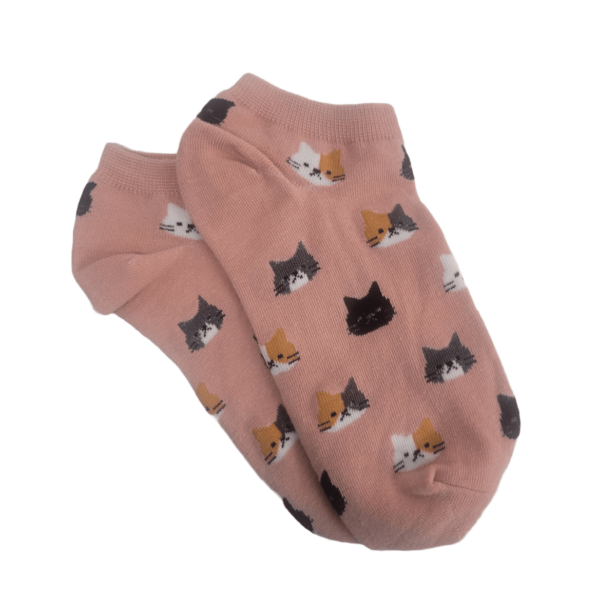 Kitty Cat Face Patterned Short Ankle Socks (Adult Medium - Women's Shoe Sizes 5-10), KittyAnkpiMd