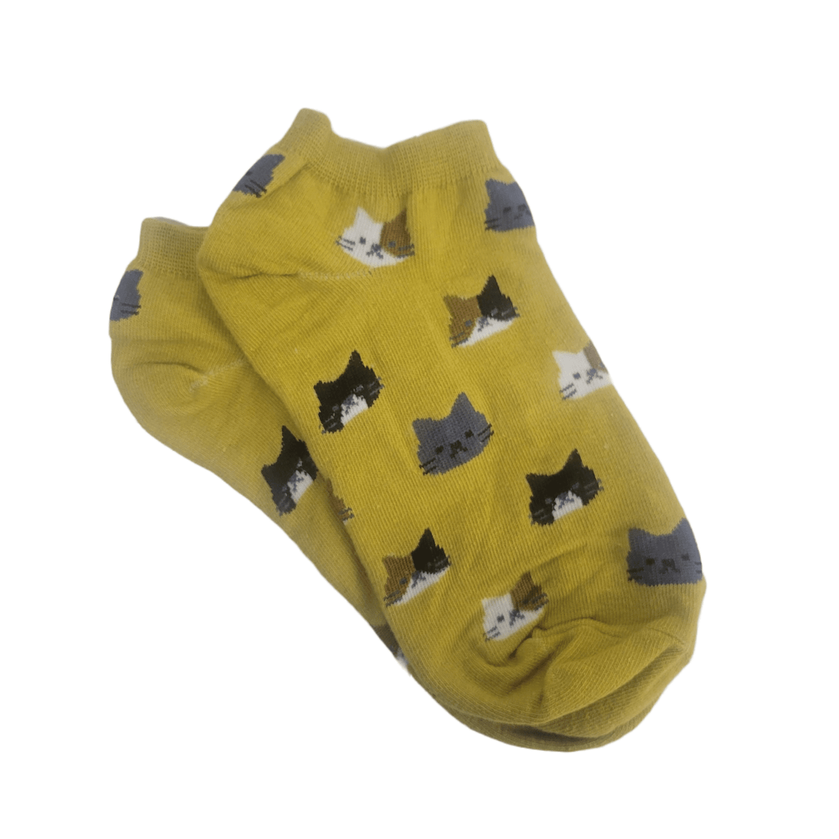 Kitty Cat Face Patterned Short Ankle Socks (Adult Medium - Women's Shoe Sizes 5-10), KittyAnkywMd
