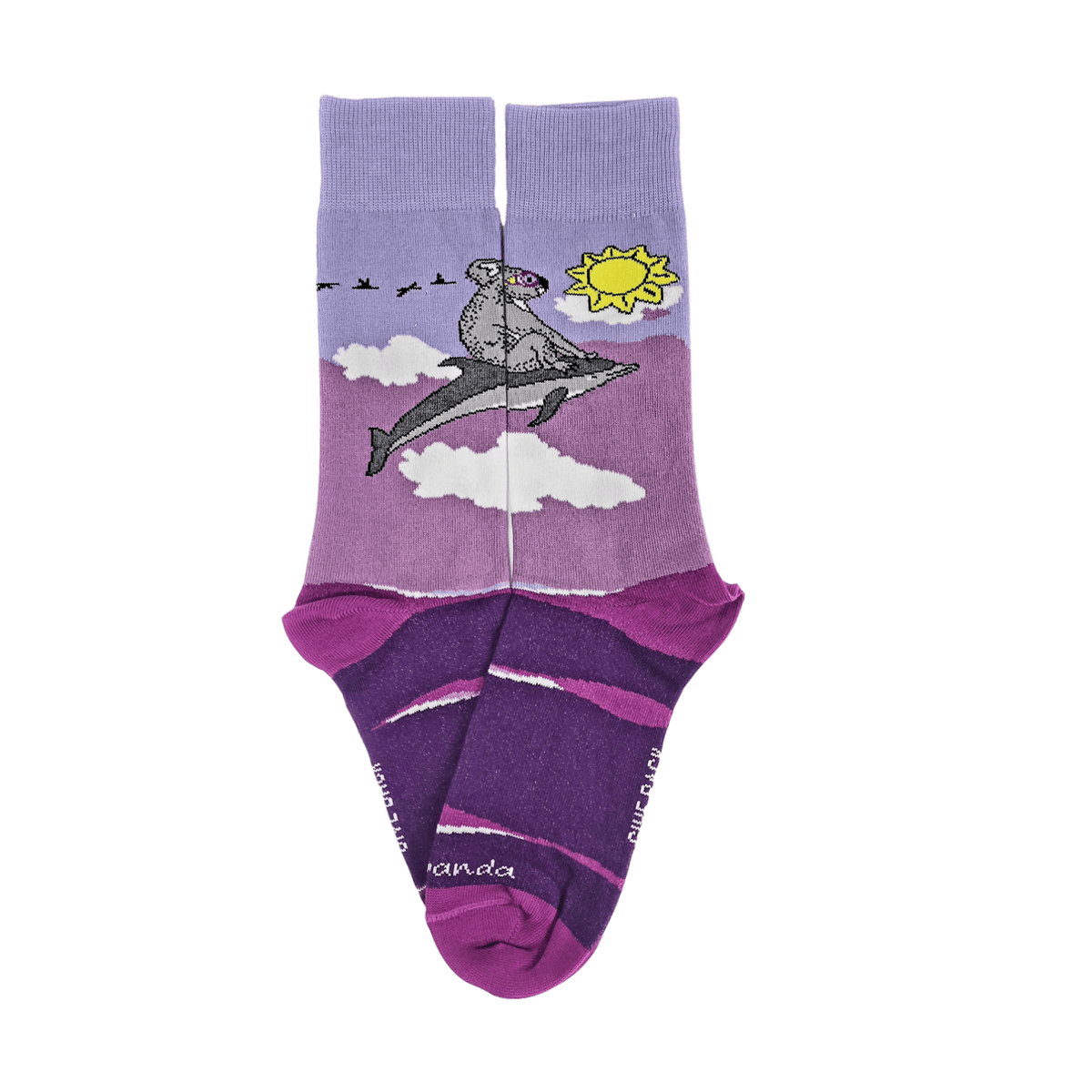 Koala Riding a Dolphin Socks from the Sock Panda (Adult Medium - Women's Shoe Sizes 5-10), Koala-Dolphin-Med