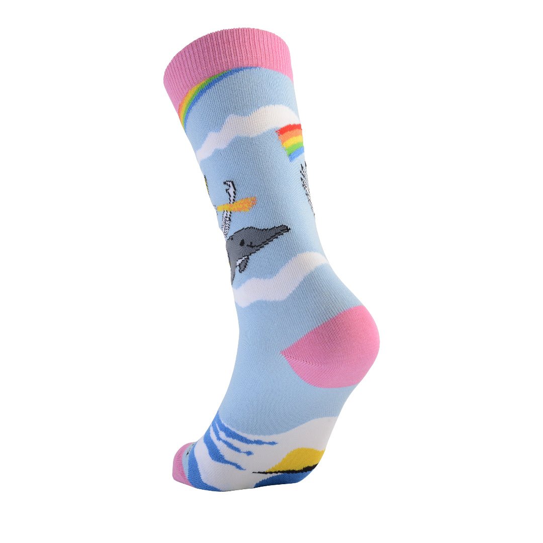 Land of Dreams Socks - Fire Breathing Unicorn on a Dolphin!, Dream Sock W