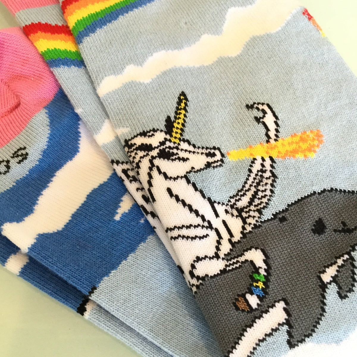 Land of Dreams Socks - Fire Breathing Unicorn on a Dolphin!, Dream Sock W