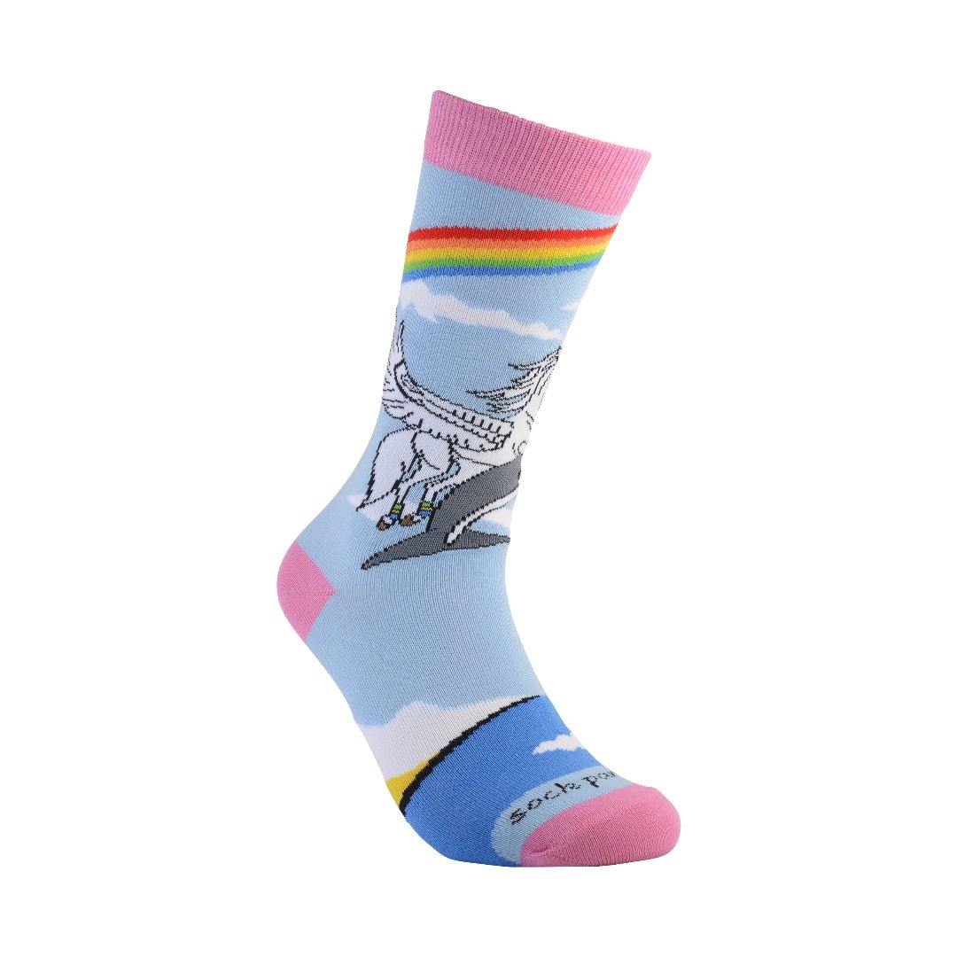 Land of Dreams Socks - Fire Breathing Unicorn on a Dolphin!, Dream Sock W