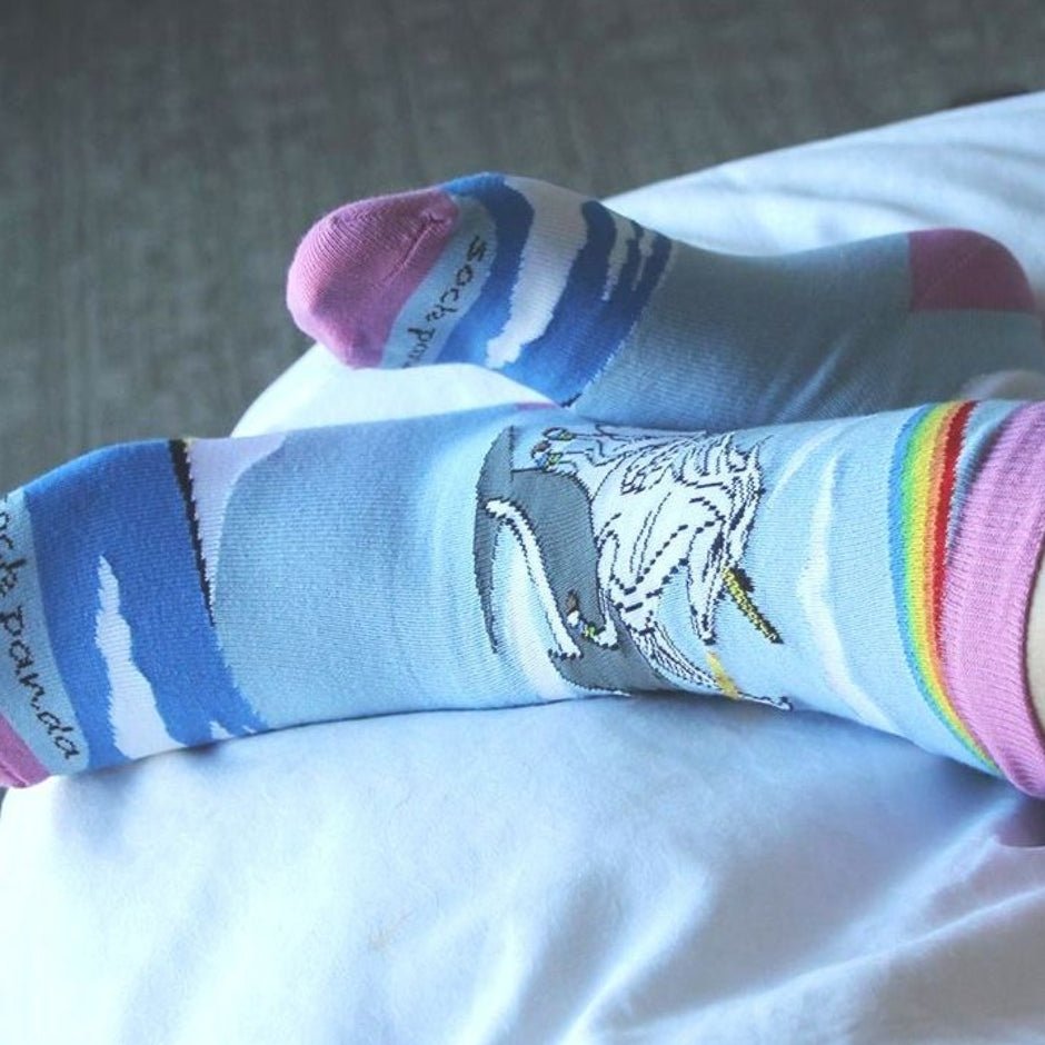 Land of Dreams Socks - Fire Breathing Unicorn on a Dolphin!, Dream Sock W
