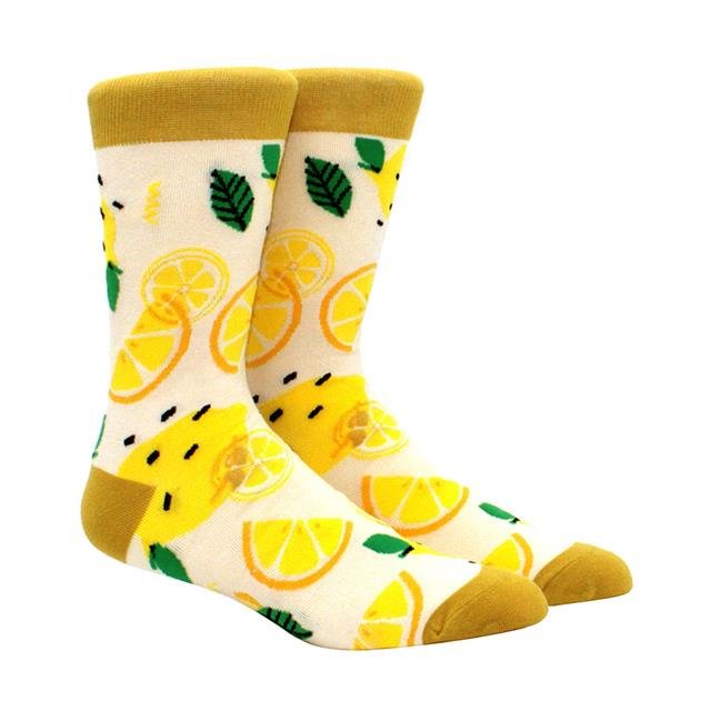 Lemon Patterned Socks from the Sock Panda (Adult Large - Men's Shoe Sizes 8-12), Lemon-Man