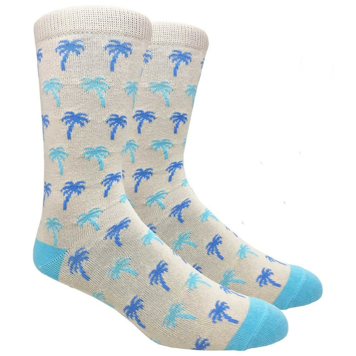 Light Blue Palm Tree Socks (Adult Large - Men's Shoe Sizes 8-12), Palm-Tree-Man