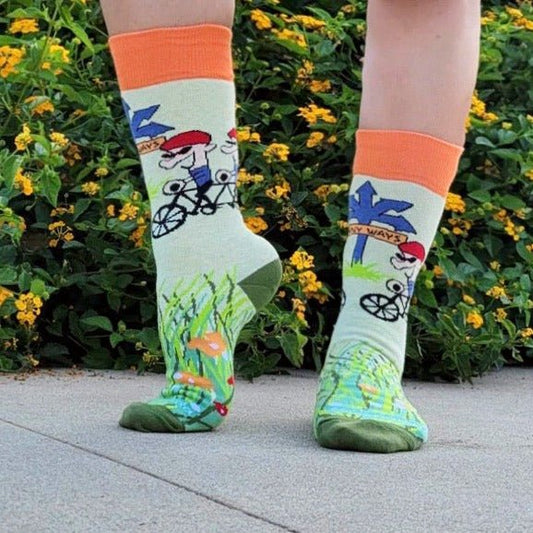 Many Ways Bicycle Socks from the Sock Panda (Adult Medium - Women's Shoe Sizes 5 - 10)