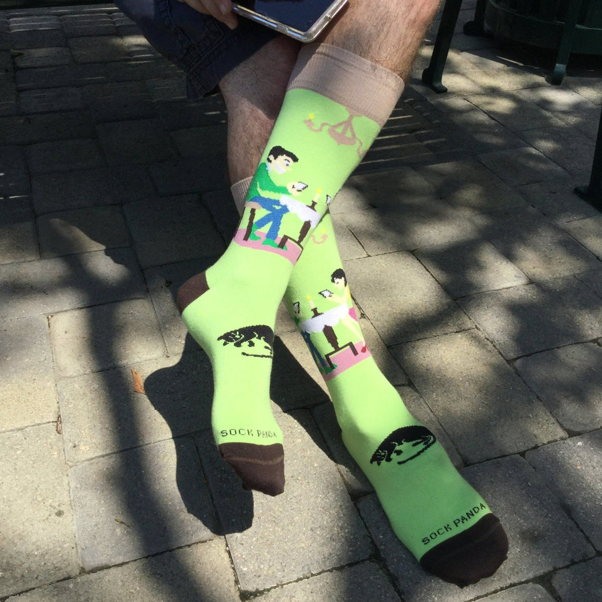 Modern Date - Texting While Eating Socks - Sock Panda, Modern Date