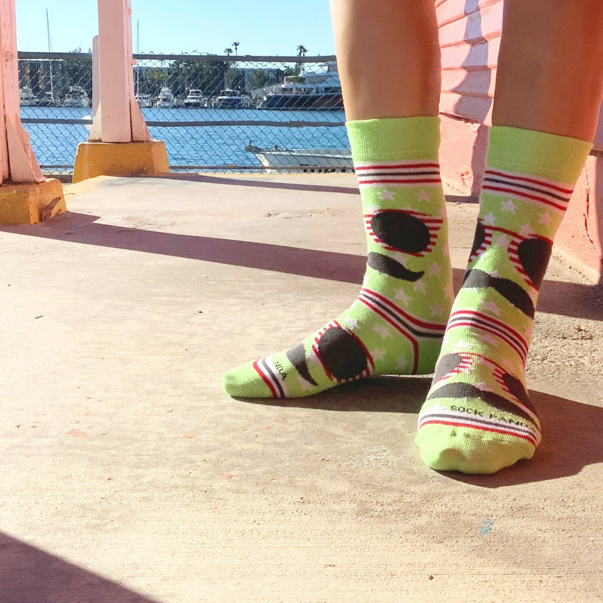 Mustache and Sunglasses Socks (Adult Small - Shoe Sizes 2-5), Tw-Mustache