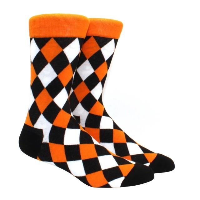 Orange Diamond Argyle Pattern Socks from the Sock Panda, Orange-Diamond