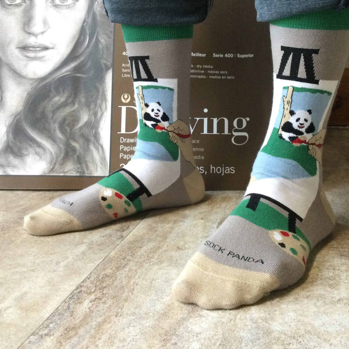 Panda Art on an Easel Socks - The Best Art Sock Ever!, Man--Panda Art1