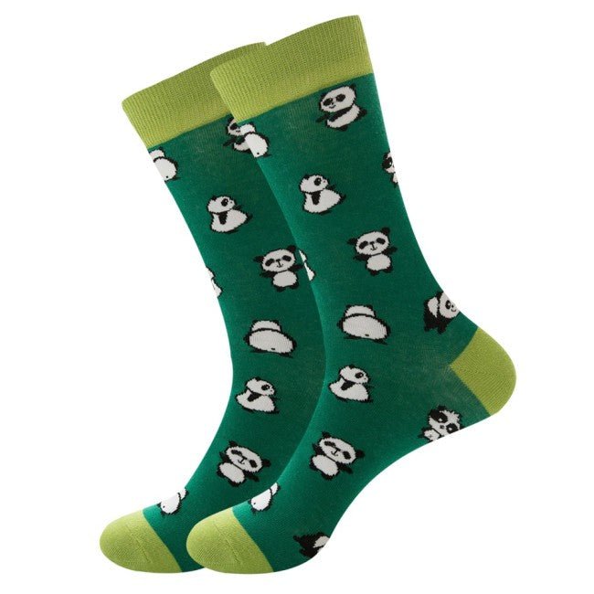 Panda Bear Pattern Socks from the Sock Panda (Adult Large - Men's Shoe Sizes 8-12), GreenPandaLg