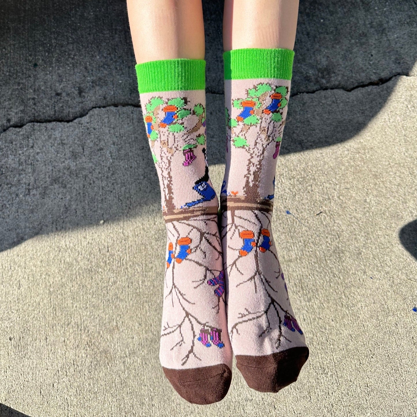 Pandas Watering the Sock Joshua Tree from the Sock Panda (Adult Small - Shoe Sizes 2 - 5)