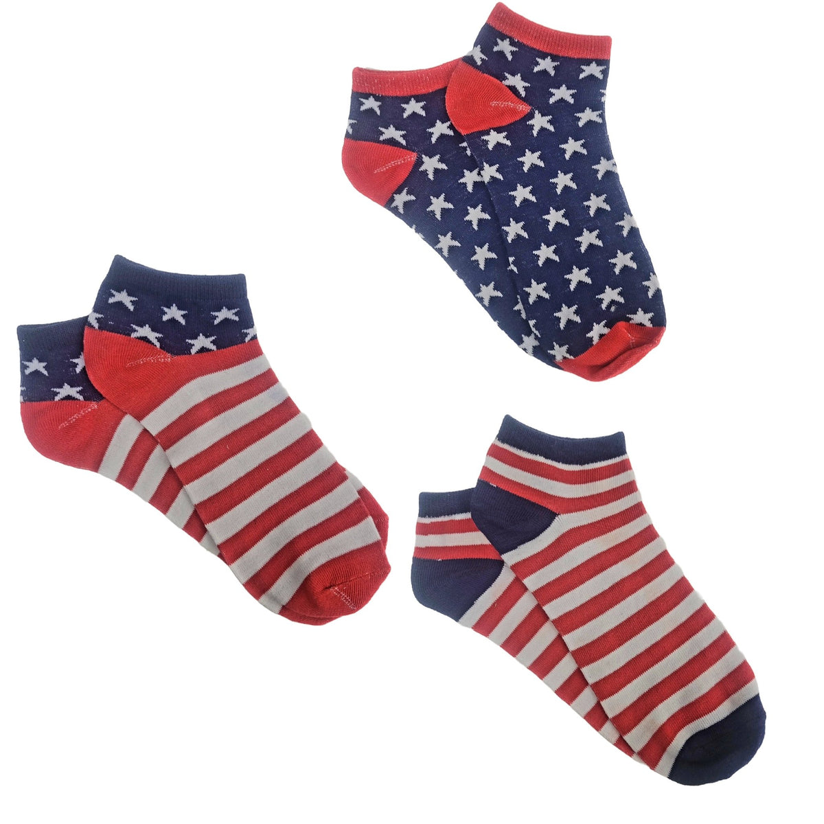 Patriotic Ankle Socks (Adult Large - Men's Shoe Sizes 8-12), PatAnkFlag