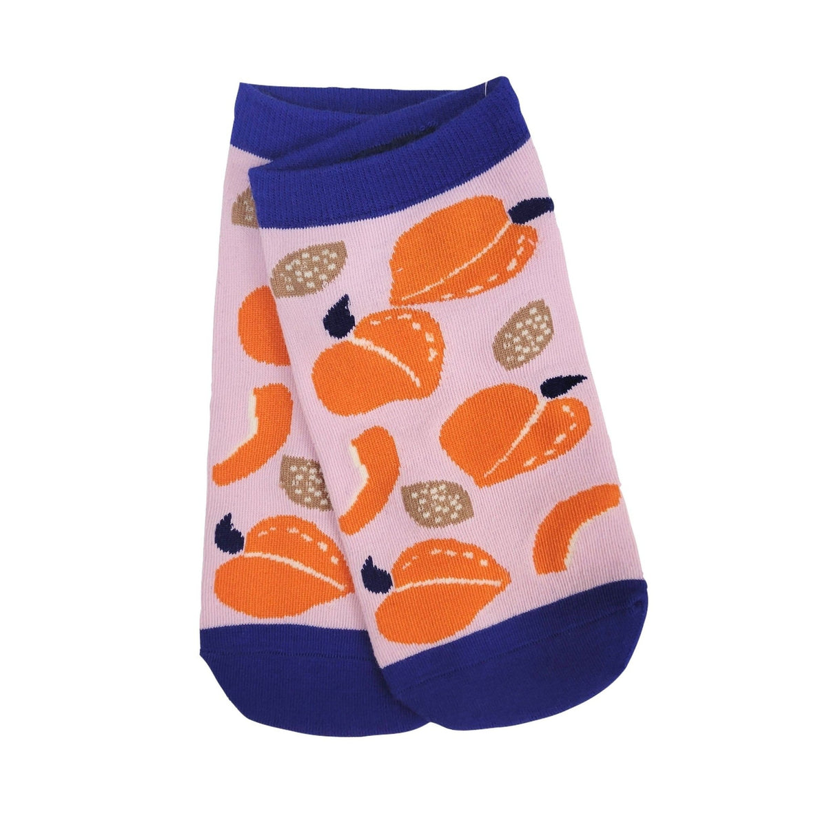 Peach Patterned Ankle Socks (Adult Medium - Women's Shoe Sizes 5-10), Peach Ankle
