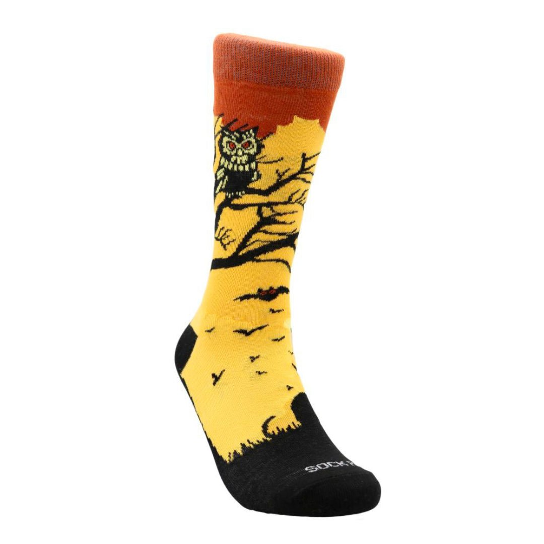 Pensive Owl Resting in a Tree Socks (Adult Medium - Women's Shoe Sizes 5-10), Pensive Owl