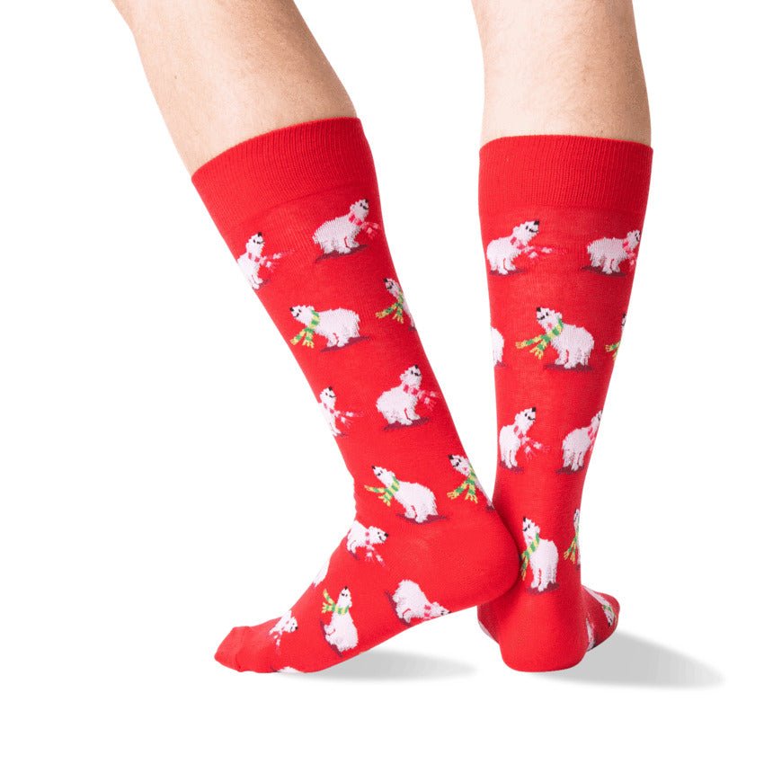 Polar Bear Festive Holiday Socks (Adult Large - Men's Shoe Sizes 8-12), Polar Bear Hot Sox