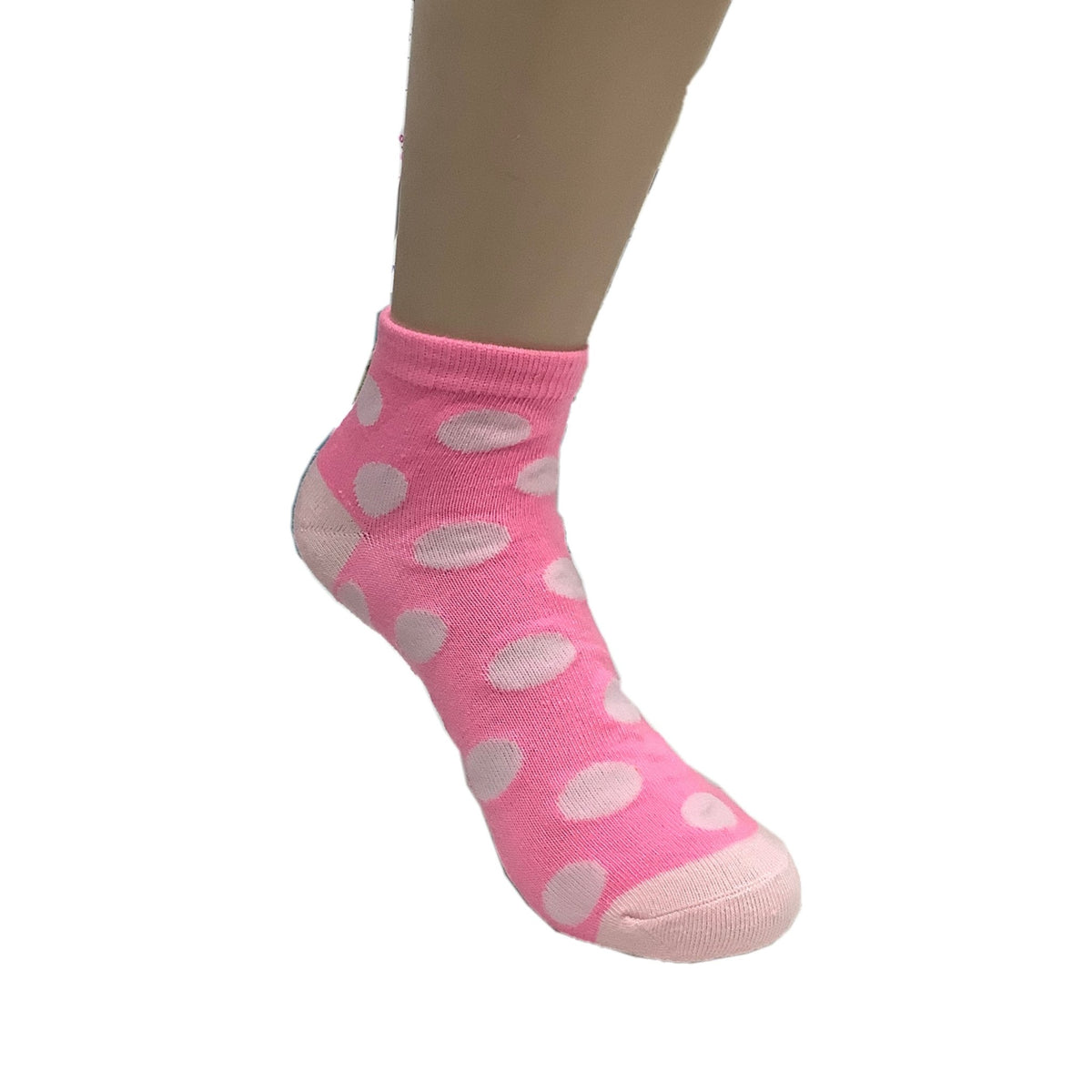 Polka Dot Patterned Ankle Socks (Adult Medium - Women's Shoe Sizes 5-10), Pink w/Light Pink Dots