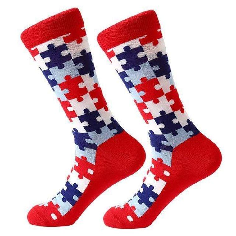 Puzzle Pieces Pattern Socks from the Sock Panda (Adult Large - Men's Shoe Sizes 8 - 12)