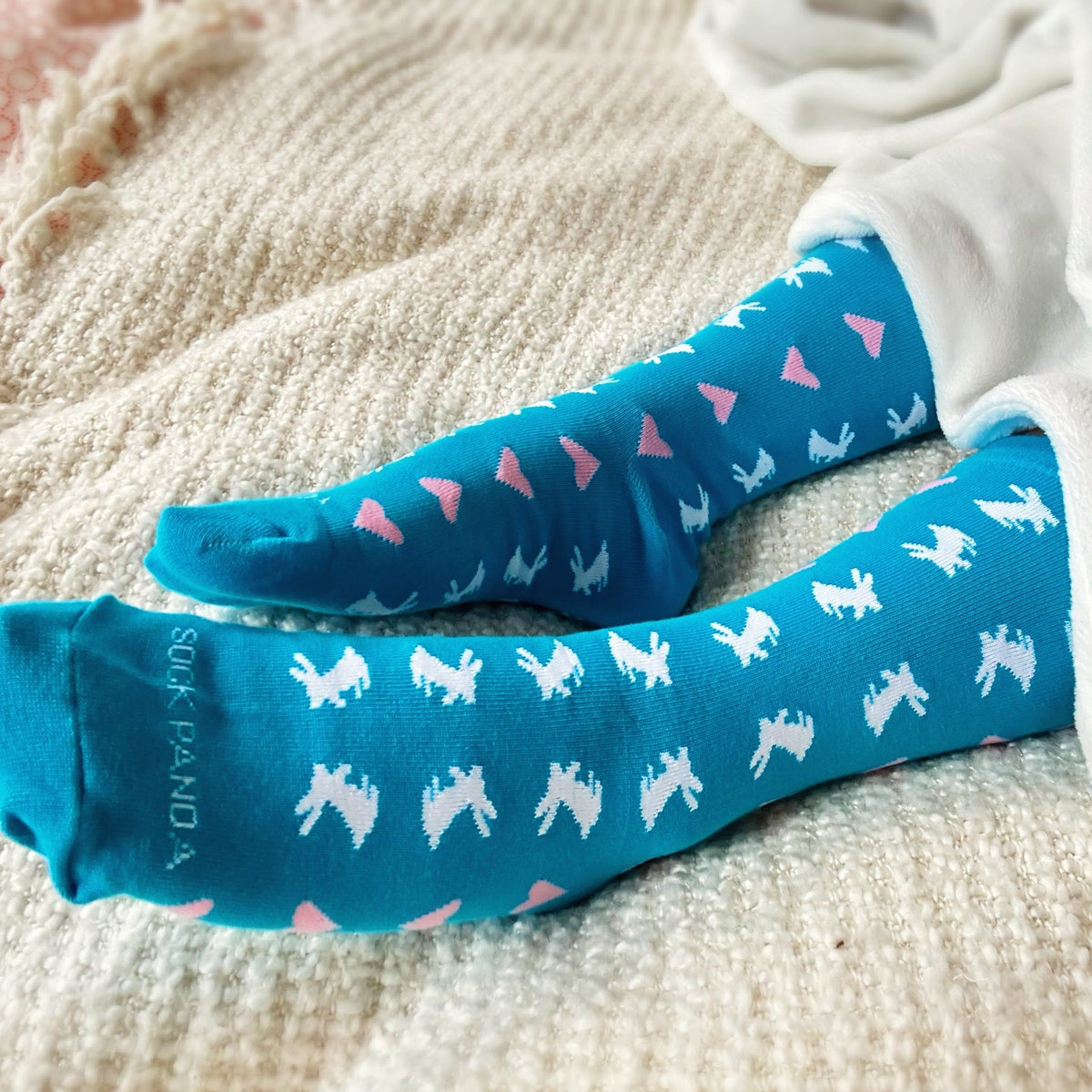 Rabbits and Hearts Patterned Socks from the Sock Panda (Adult Medium - Women's Shoe Sizes 5-10), BunHeartMd