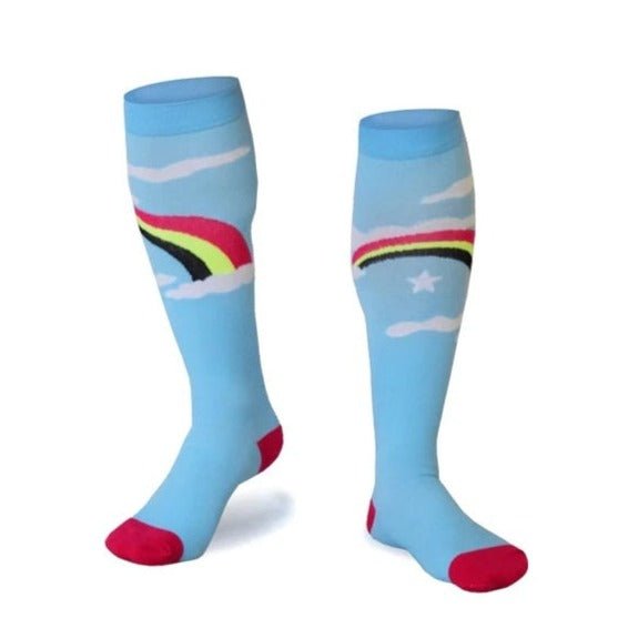 Rainbow Cloud Knee High (Compression Socks), RainbowCompMd
