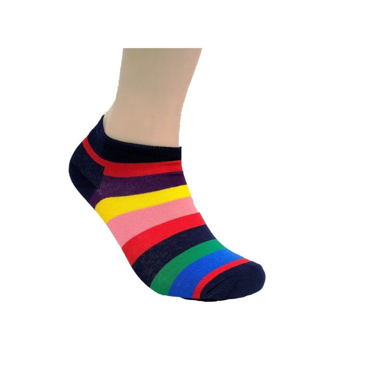 Rainbow Striped Ankle Socks (Adult Medium - Women's Shoe Sizes 5-10), Rainbow Striped Ankle Wm