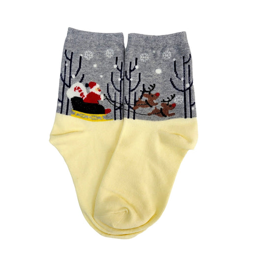 Santa Claus Driving a Sleigh Socks (Adult Medium - Women's Shoe Sizes 5 - 10)