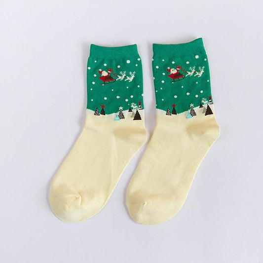 Santa Claus with his Reindeer Socks (Adult Medium - Women's Shoe Sizes 5 - 10)