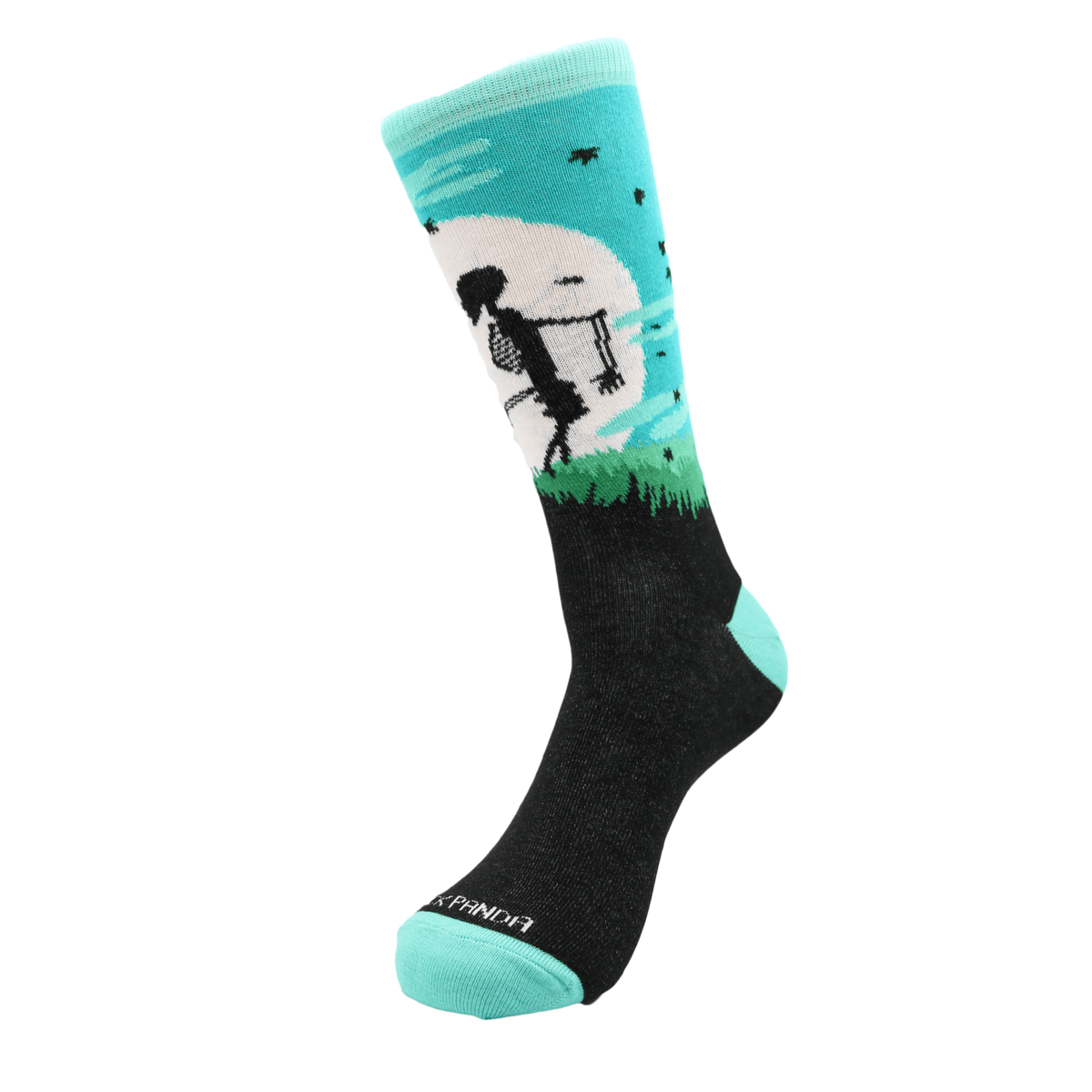 Skeleton Walking In Front of the Moon Socks - (Adult Medium - Women's Shoe Sizes 5-10), Skeleton Moon Woman