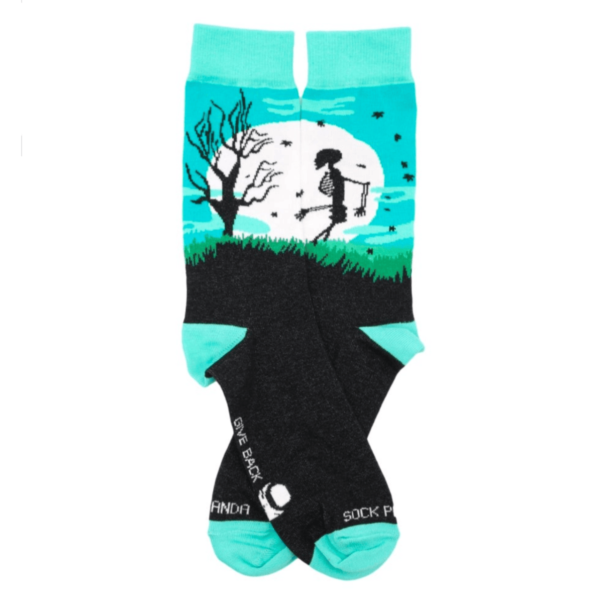 Skeleton Walking In Front of the Moon Socks - (Adult Medium - Women's Shoe Sizes 5-10), Skeleton Moon Woman