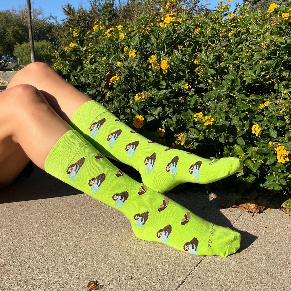 Sloth with Coffee "Slothy" Socks from the Sock Panda (Adult Medium - Women's Shoe Sizes 5-10), SlothyMd